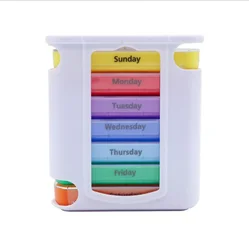 Weekly Pill Organizer with 28 Compartments for Daily Medication Storage (B - White - Colorful)