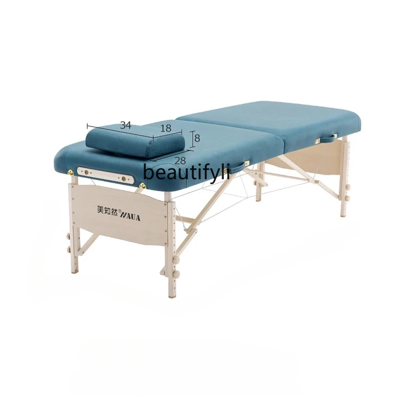 Folding Massage Bed Original Point Massage Bed Solid Wood Facial Bed Portable Moxibustion Physiotherapy