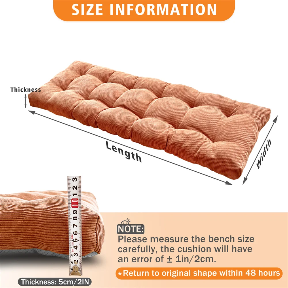 Corduroy Bench Cushion With Buckles Bay Window Seating Pad  Long Mattress Chair Seat Pad Decorative Garden Cojines Pads Swings 5