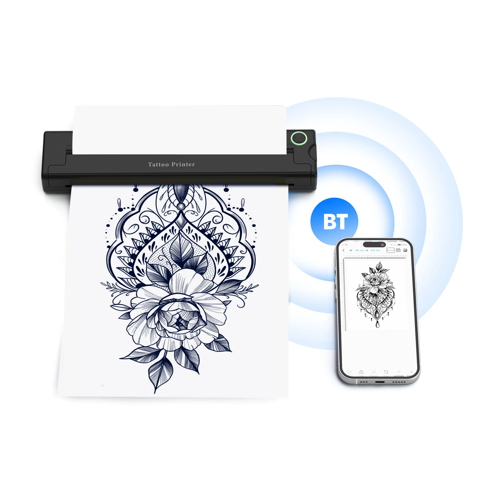 A4 Portable Thermal Transfer Tattoo Printer Wireless Bluetooth Mobile Maker 203dpi Machine Compatible Android IOS For Office