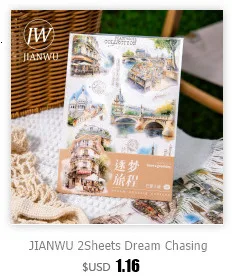 JIANWU 10 Sheets Tree Shadow Shakes Leaves Series Landscaping Shell Light PET Sticker Creative DIY Journal Collage Stationery