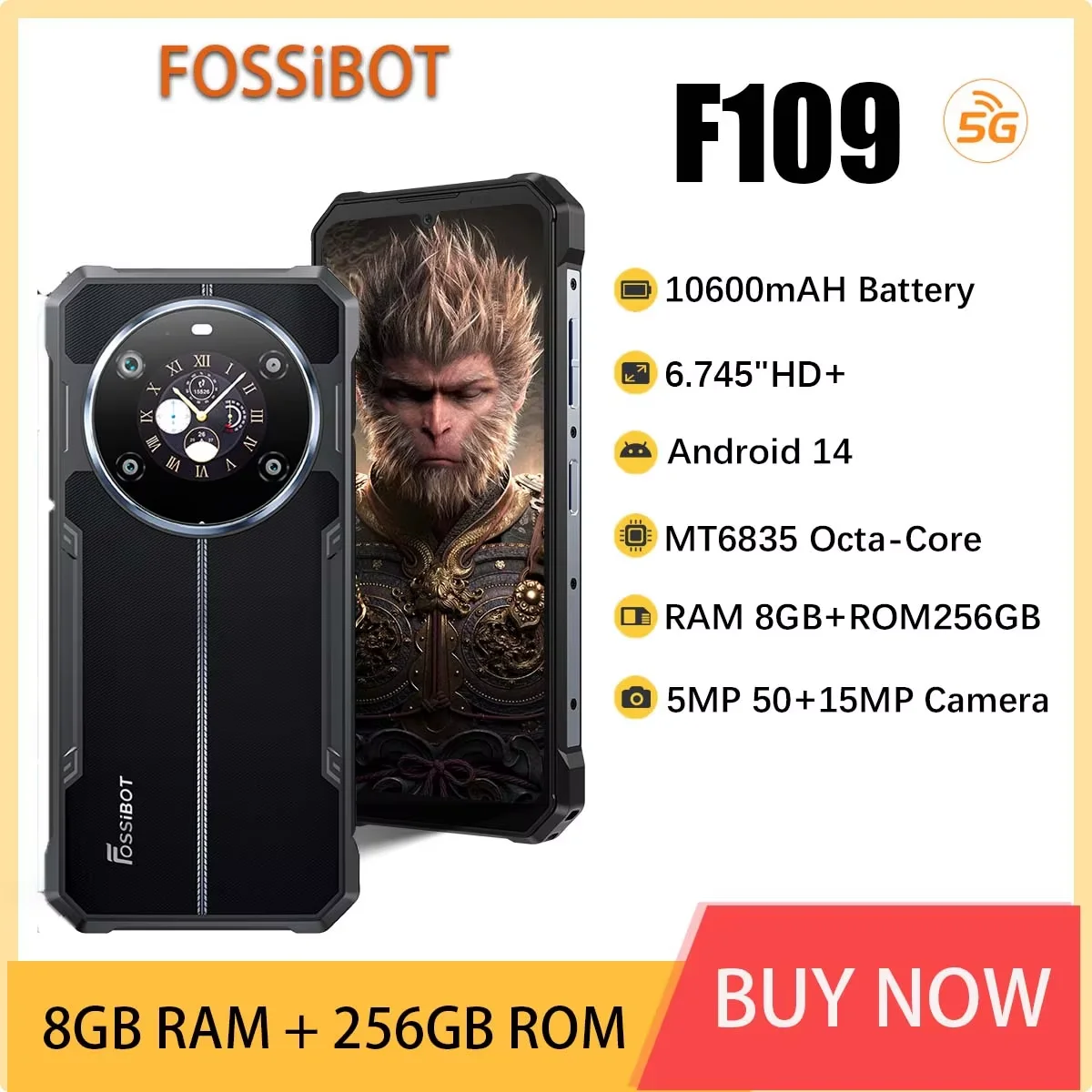 FOSSIBOT F109 5G 8GB/256GB タフネススマホ ケース付 FOSSiBOT F109