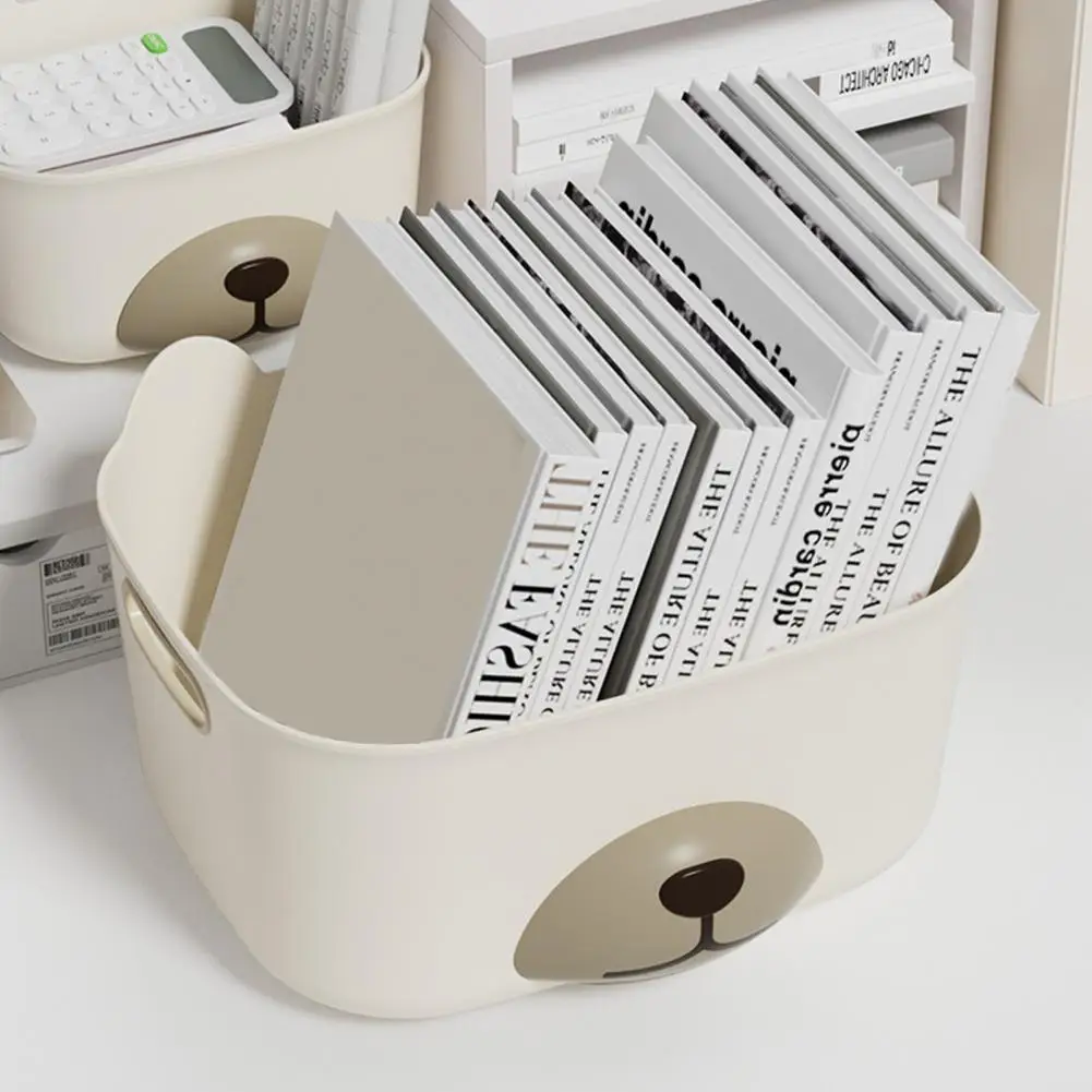 

Makeup Organizer Capacity Cartoon Storage Box with Handle Strong Load-bearing Sundries Container for Desktop Organization