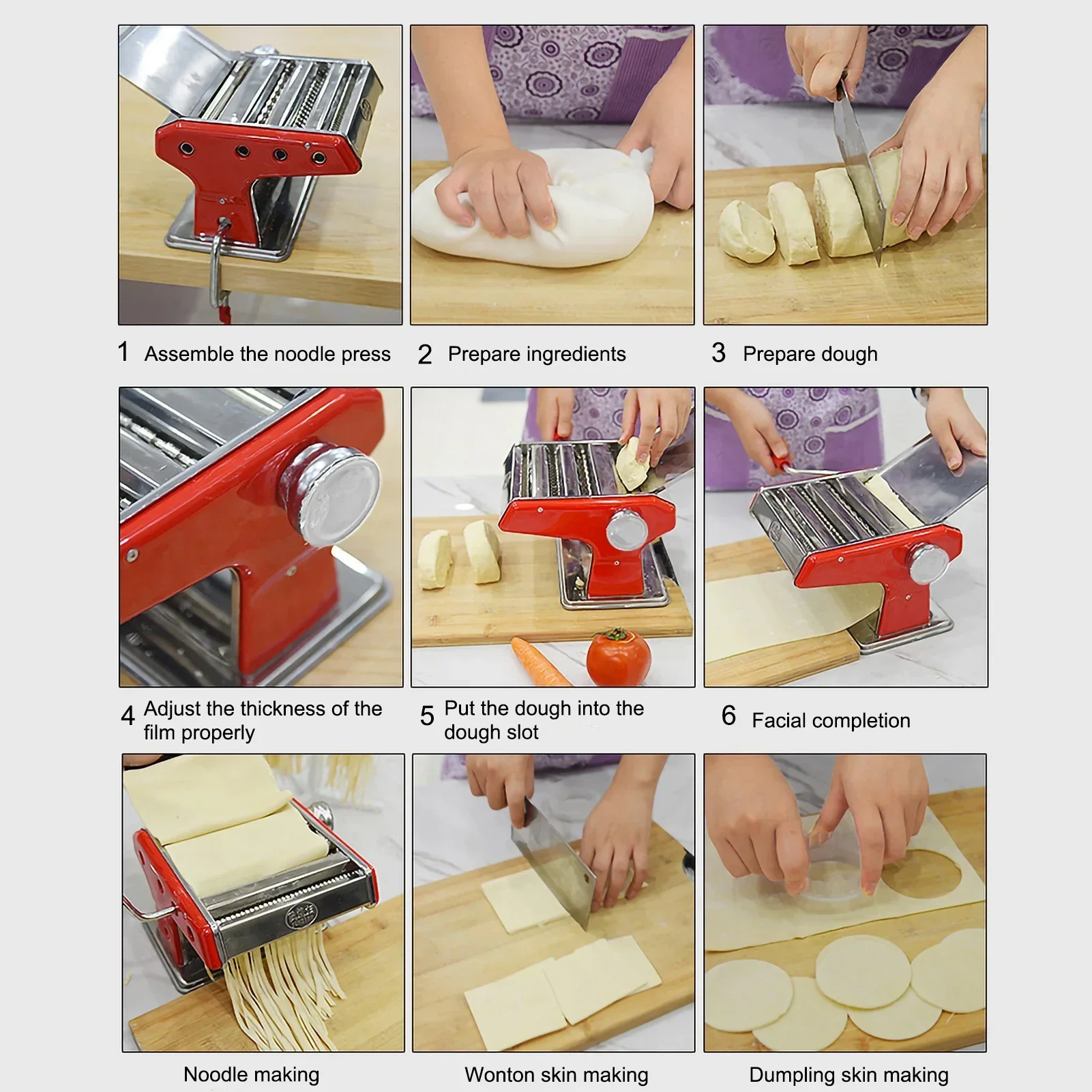 Small Manual Noodle Making Machine Multi-Kinetic Stainless Steel Household Fresh Pasta Machine Two/three Knives Kitchen Tools
