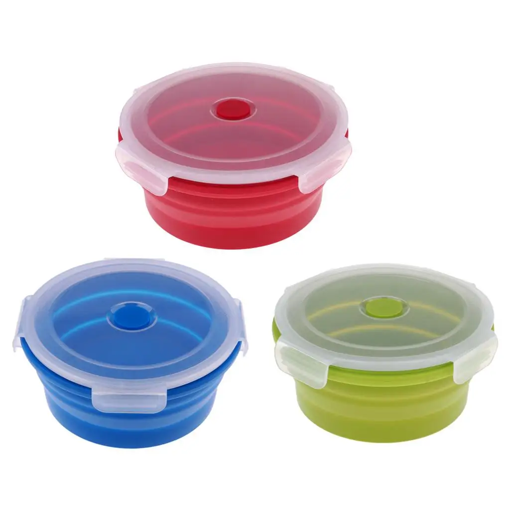 Silicone Folding Bowl Telescopic Collapsible Reisen im Freien Camping Tool with Lid 4