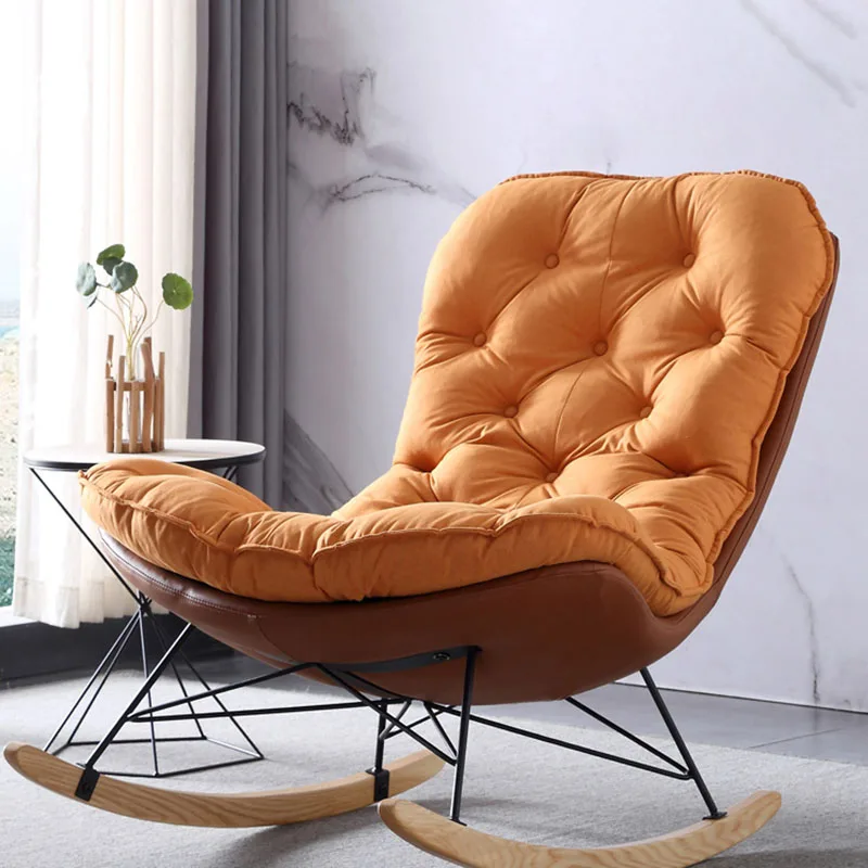 

Pad Cushion Chairs Living Room Luxury Solid Wood Recliner Lounge Chair Rocking Balcony Cute Eetkamerstoelen Home Furniture