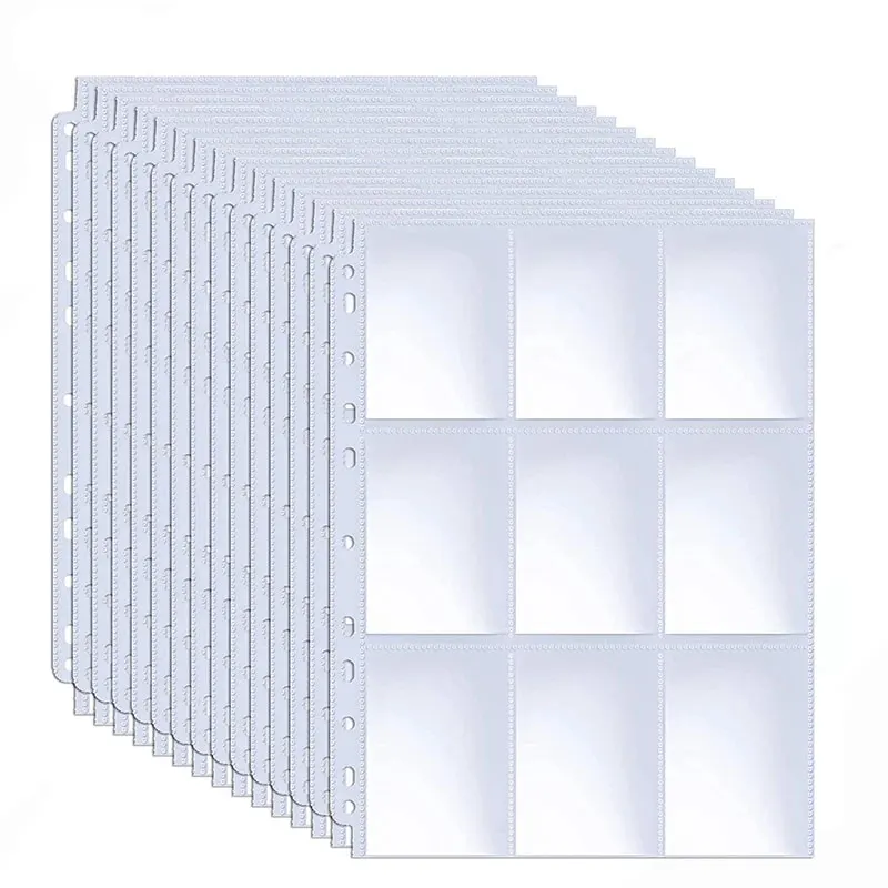 30/50pcs 9 Pocket Pages 11 Holes Top Loader Trading Baseball Card 540  Pockets Sleeves Large Capacity Photocards A4 Binder Refill