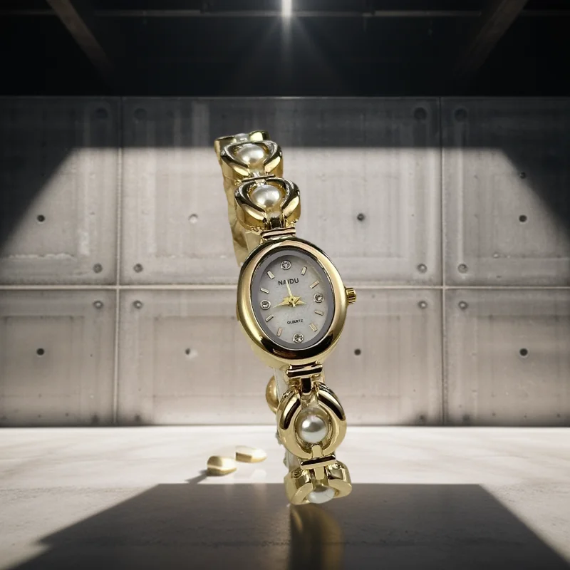 New bracelet women's watch oval women's steel strip antique imitation pearl watch