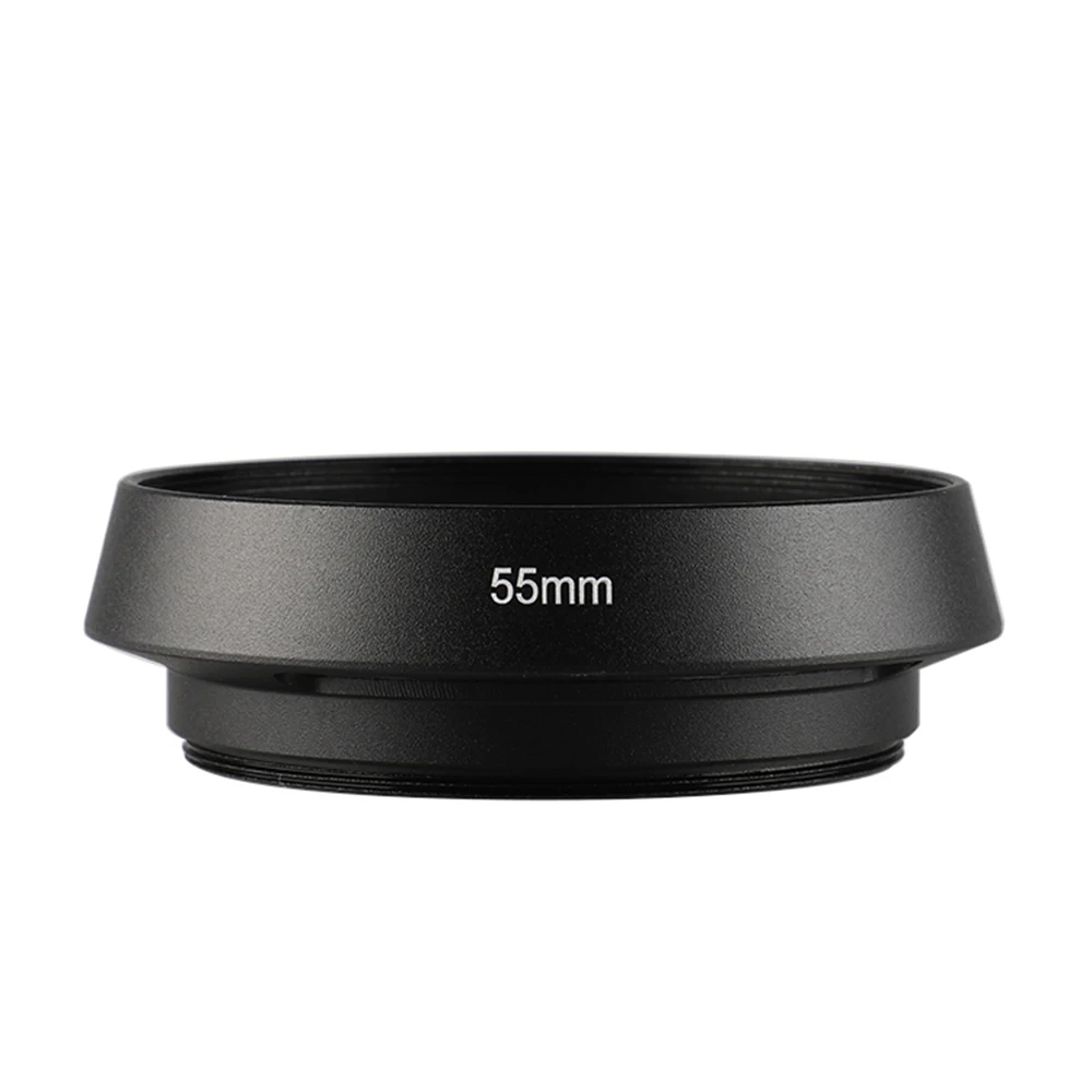 

Universal 55mm Metal Screw-in Vented Short Lens Hood Black Camera Photography Accessory for Nikon Canon Sony DSLR Camera