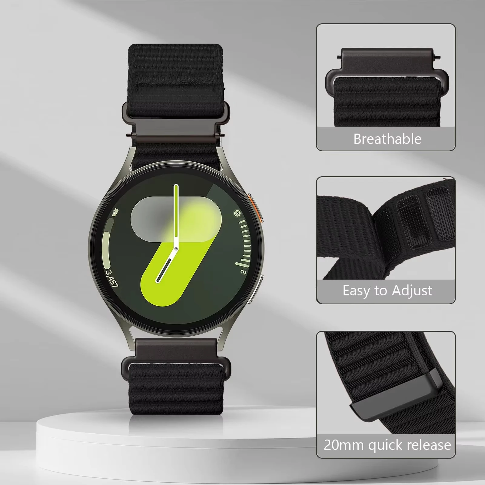 Nylon Loop Bracelet Watch Strap, 20mm/22mm