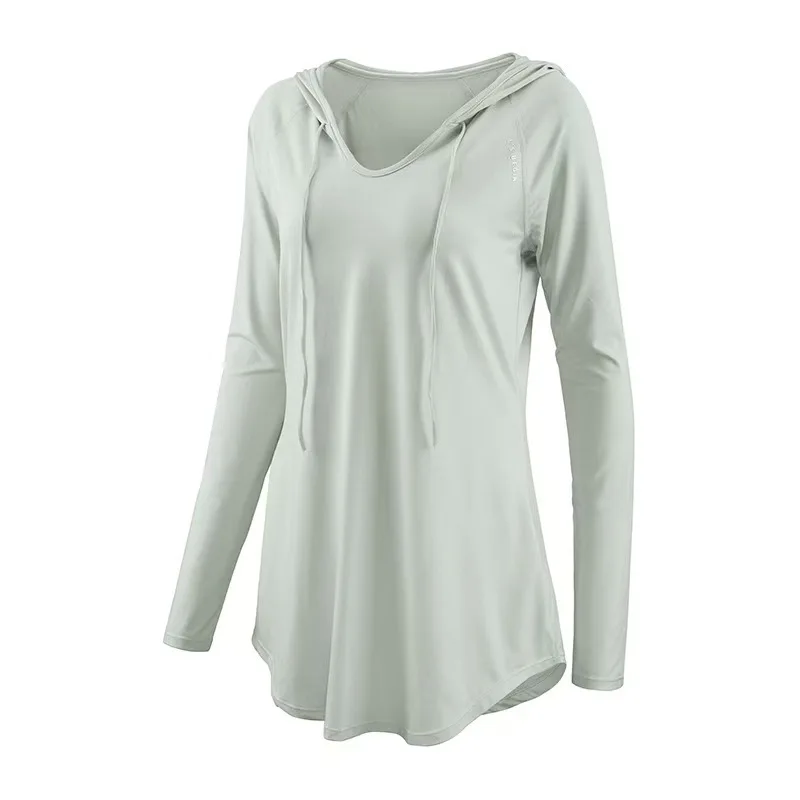 Yoga Clothing Sports Top Women's Casual Loose Cover Shirt, Long Sleeved Quick Drying Hooded Running Training Fitness Jacket 3