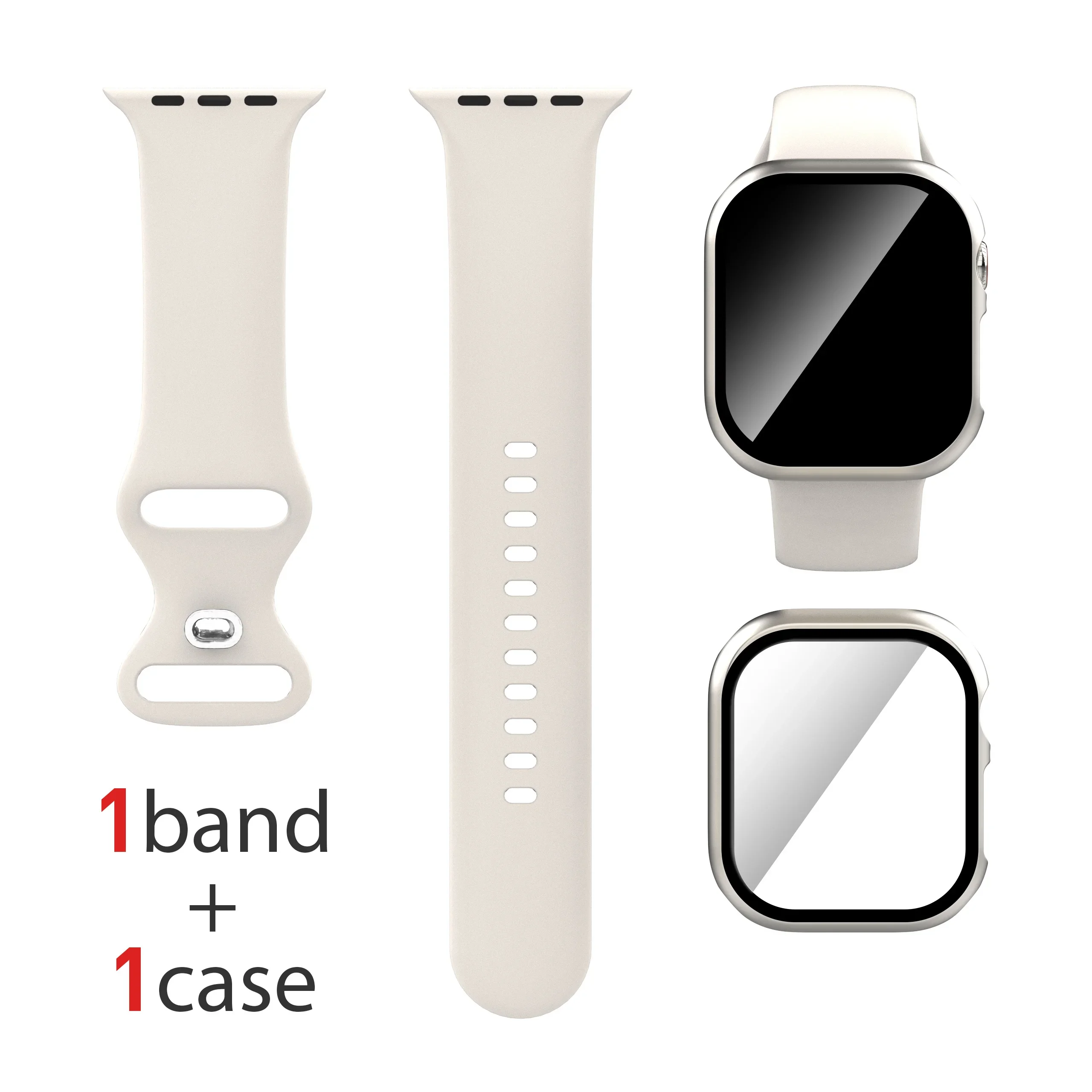 Dual Silicone Strap & Case Set for Apple Watch - Full Coverage Protection in 16 Colors