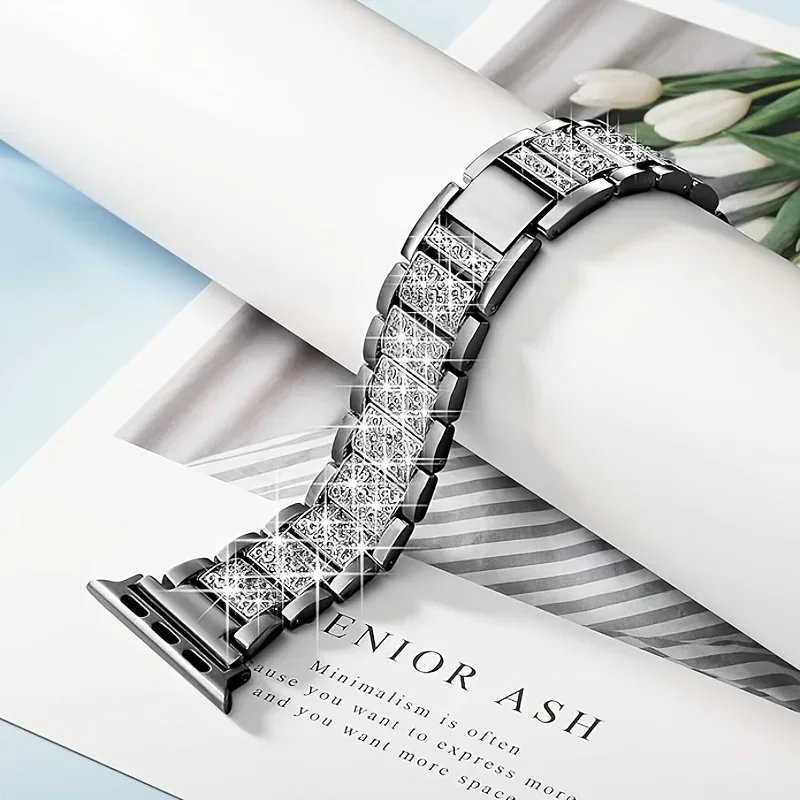 Elegant Diamond Bling Metal Bracelet Watch Strap