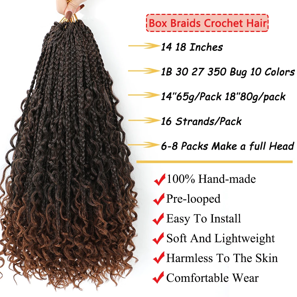 Xtrend Boho Bob Box Braids Crochet Hair with Curly Ends Goddess Box Cr –  Xtrend Hair