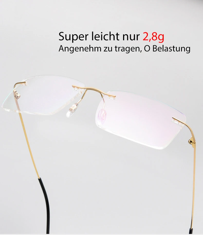 Neue 2022 Randlose Brille Rahmen mit Rezept Angepasst Linsen Formen Flexible Tempel Beine Brillen für Männer Frauen – Detail 4