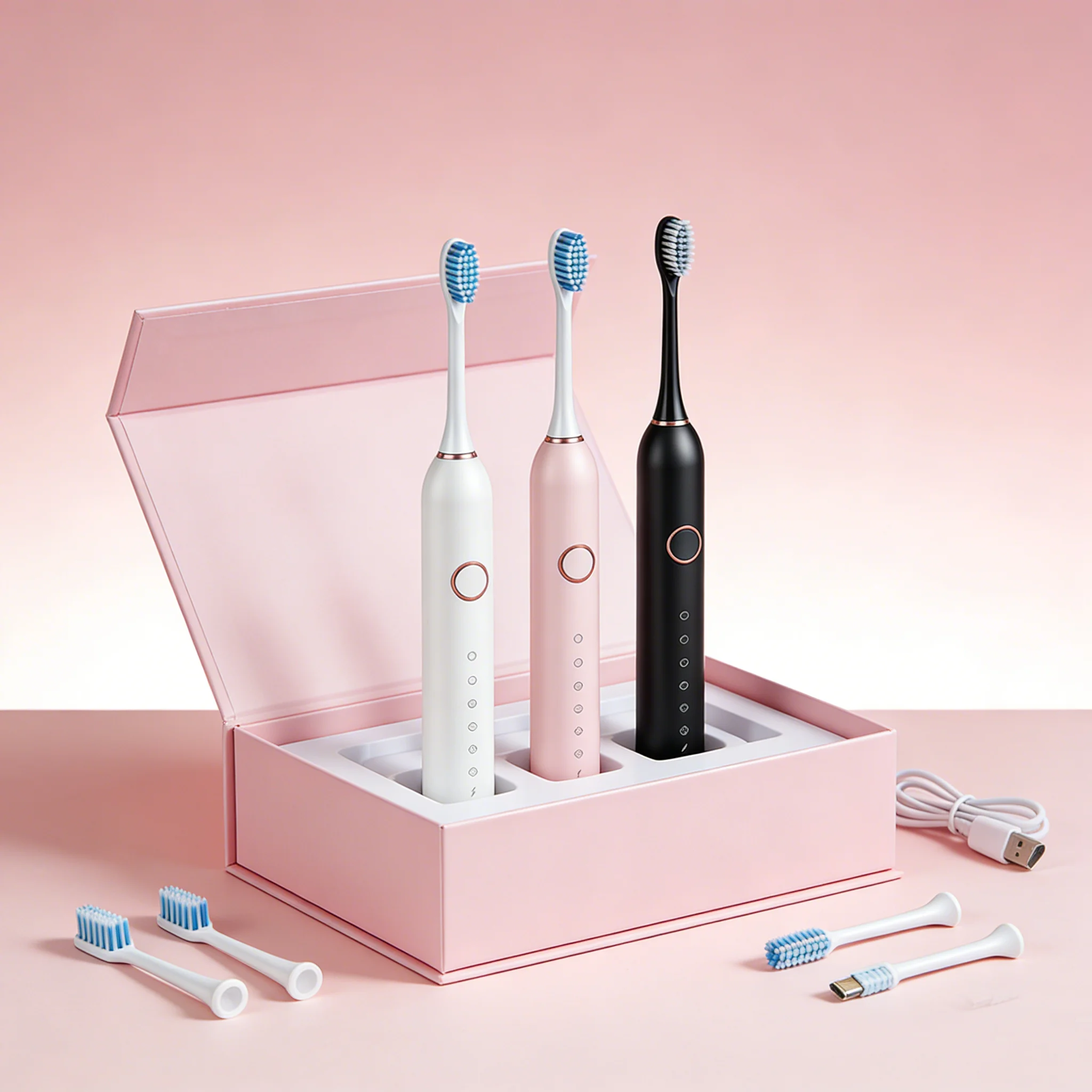Adults Sonic Electric Toothbrush   with 6 Cleaning Modes USB Rechargeable with Multiple Replacement Brush Heads 1