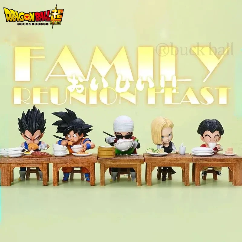 8Cm Dragon Ball Z Figure Anime Son Gohan Android 18 Vegeta Kuririn Goku Eat Rice Action Figures Collezione Pvc Modello Giocattoli Regali