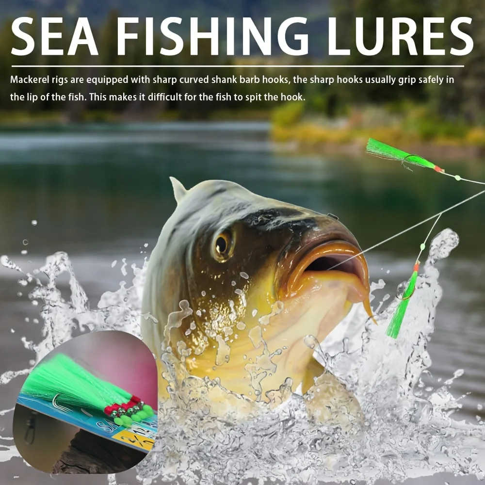 TAKBAS 1Pack/10Hooks Sabiki Bait Rig, Sea Fishing Hooks