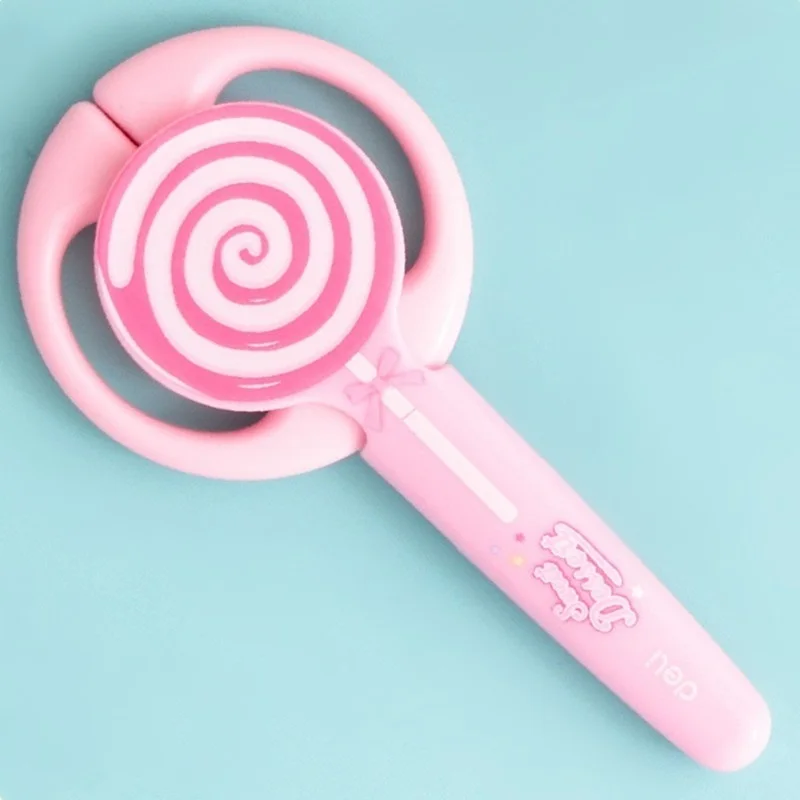 Deli Stainless Steel Kawaii Mini Lollipop Safety Scissors Child Paper Cutter Tool School Office Supply Stationery Shears Gift child 135mm mini round head safety plastic scissors office school supply kindergarten kids cutting paper student stationery gift