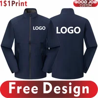 Outdoor Waterproof Men Women Stand Collar Jacket Custom Logo Anti-static Coat Print Company Design Casual Sweatshirt Embroidery