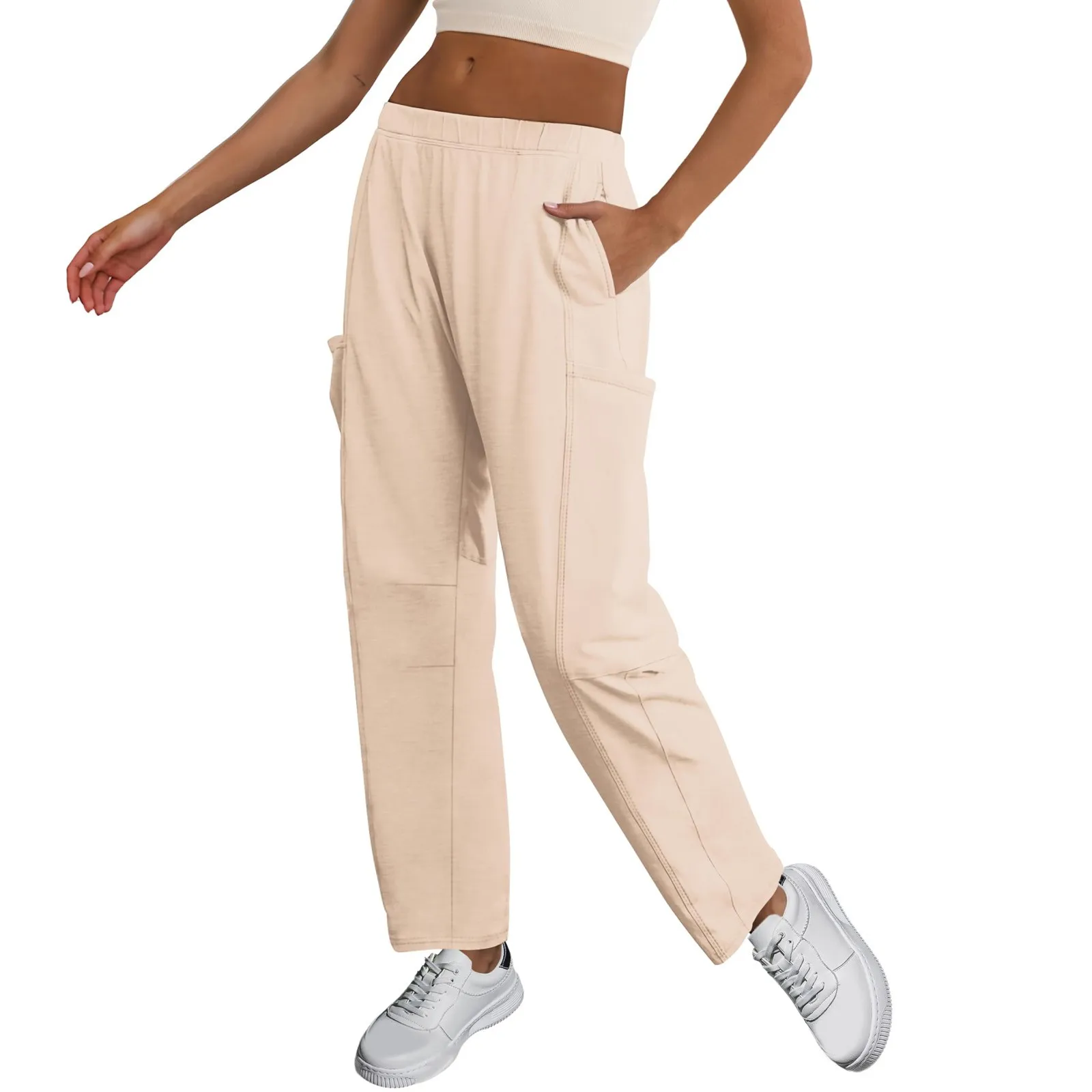 

Womens Straight PPants Elasticity Waisted Trousers Casual Loose Pant With Pockets women pants ropa de mujer 여성바지