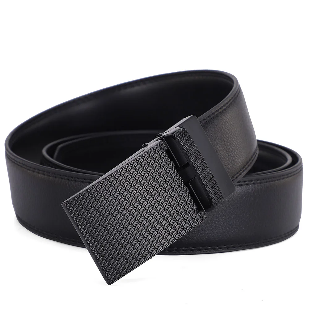 Genuine Leather Belt with Automatic Buckle, Cowhide Card Teeth, Jeans with Belt, Casual Accessories, Pants