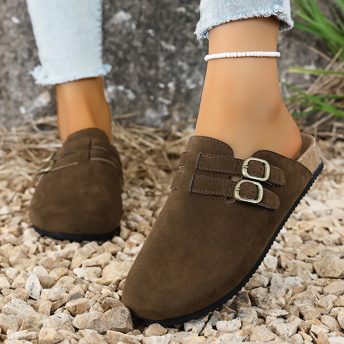 2025 Women's Fashionable and simple temperament Half Slippers shoes Spring Autumn Versatile Foot Cover Shoes Easy to Wear