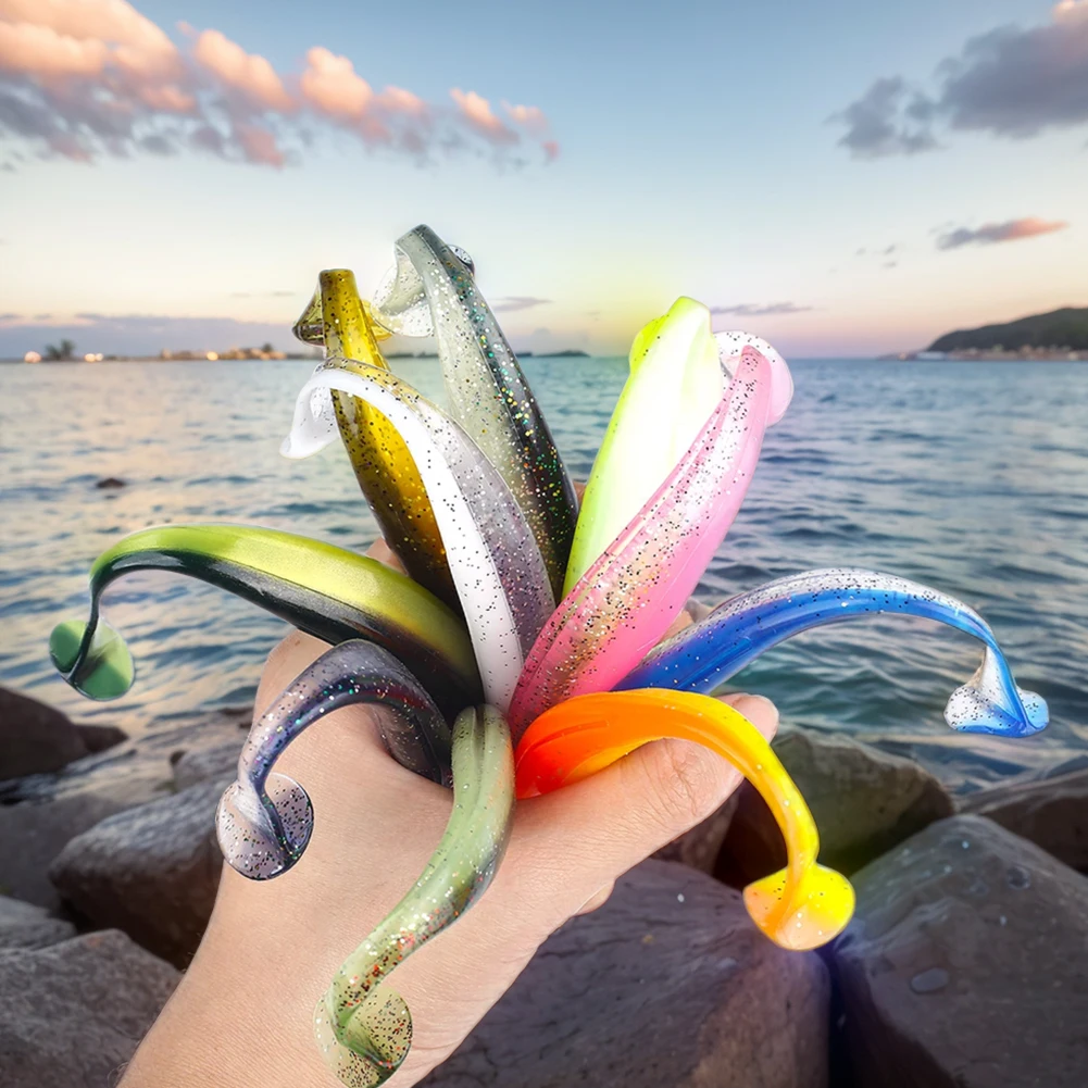 10Pcs 9cm T Tail Worm Soft Bait Plastic Fishing Soft Lure Fishing Bait for Bass Trout Freshwater Saltwater