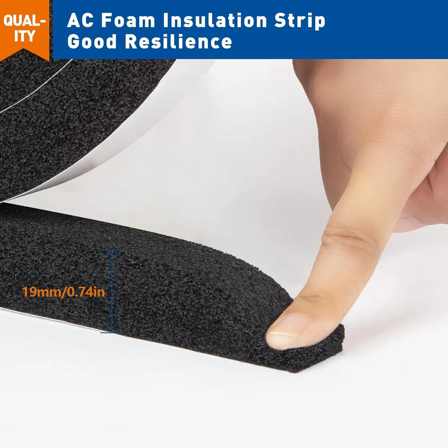 Adhesive Foam Weather Stripping 2 Rolls 1 Inch X 0.75 Inch X 6.5ft Air Conditioner Window Seal Open Cell High Resilience