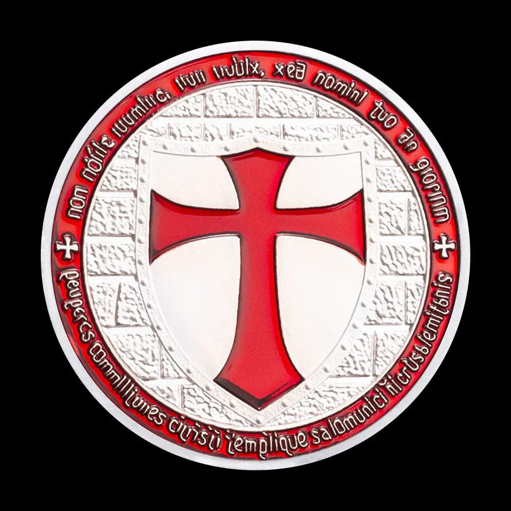 Knight Templar Badge Silver Plated Coin Collectible Souvenir Gift Knight Commemorative Coin