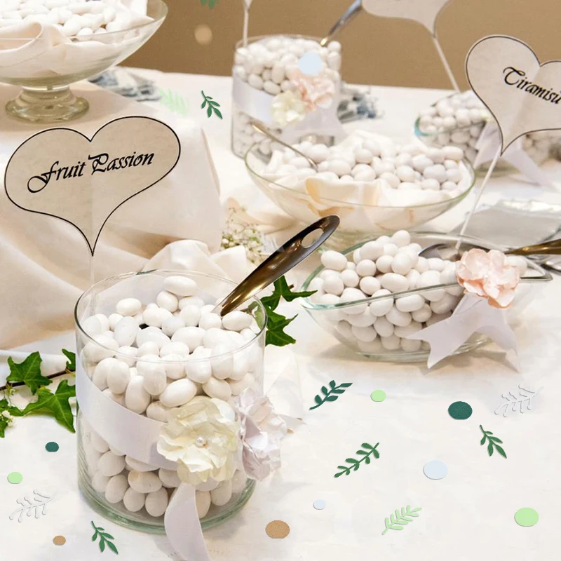 100pc/Pack Green Leaves Little Bear Confetti Baby Shower Boy or Girl Wedding Birthday Party Decor Eucalyptus Leaves Paper Scraps
