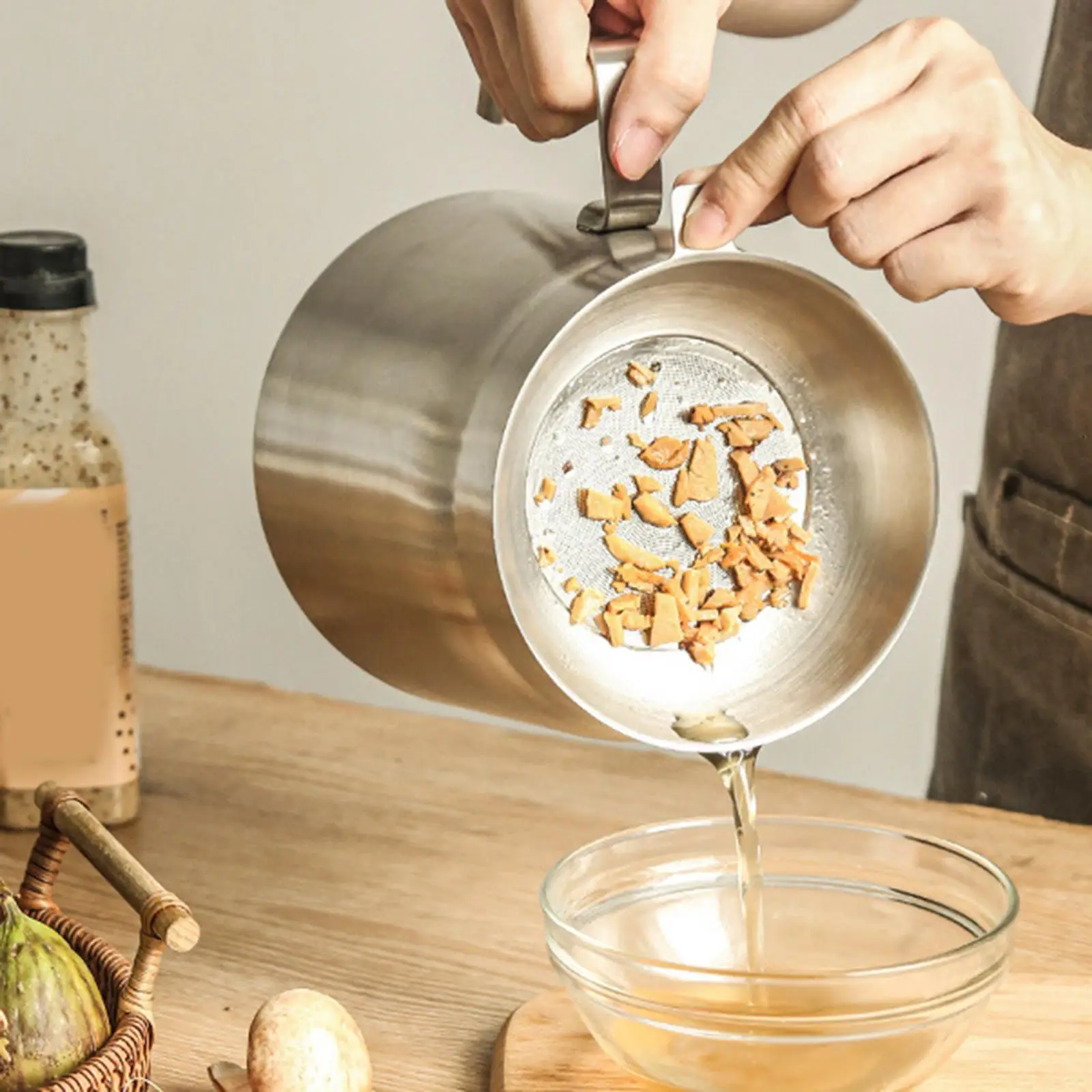 Oil Strainer Pot with Frying Basket with Filter Portable Deep Frying Pot