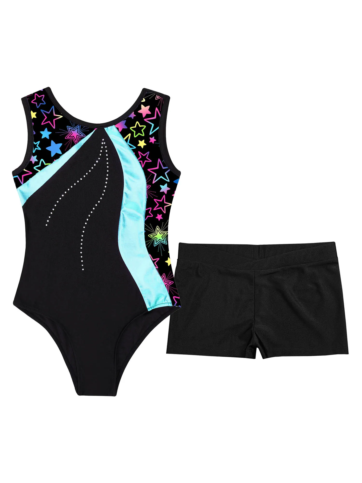 Children Girls Sleeveless Ballet Practice Dance Wear Gymnastics Leotard Jumpsuit with Shorts Modern Dance Costume children dance leotards gymnastics dancewear sets