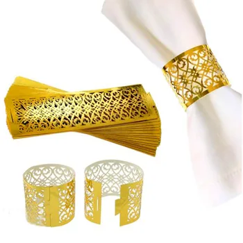 Pcs paper napkin ring golden decoration wedding christmas party favor table dinner towel supplies ddr