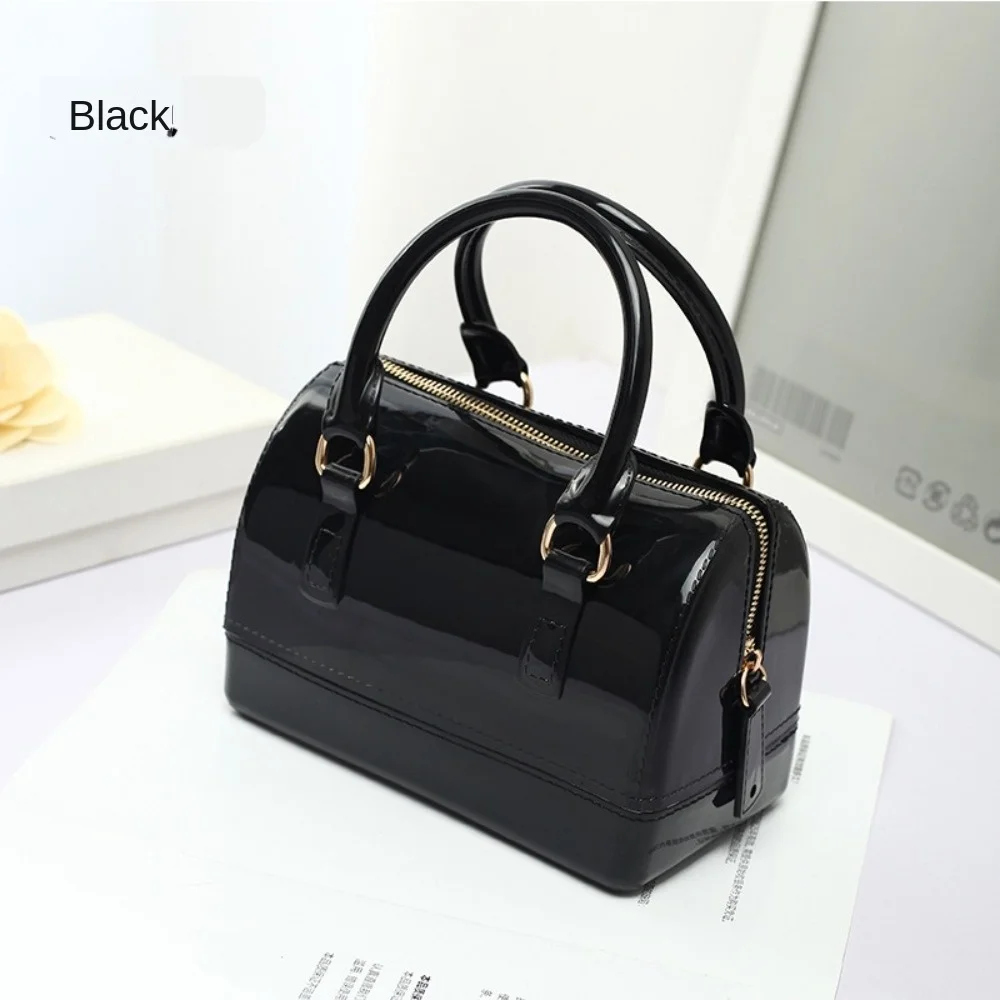 Tragbare PVC Jelly Umhängetaschen Candy Transparente wasserdichte Umhängetasche Handtasche Damen Eimertasche – Detail 14