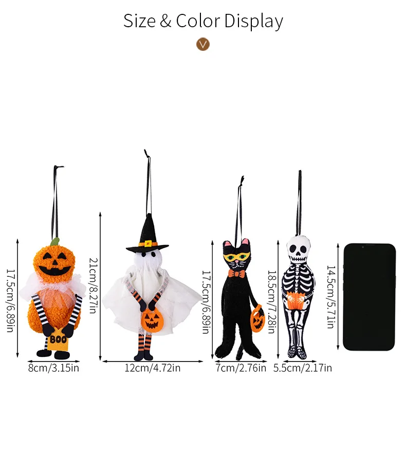 Halloween Hanging Pendant Decor Pumpkin Black Cat Ghost Skull Ornament for Party Day of the Dead Halloween Decoration for Home