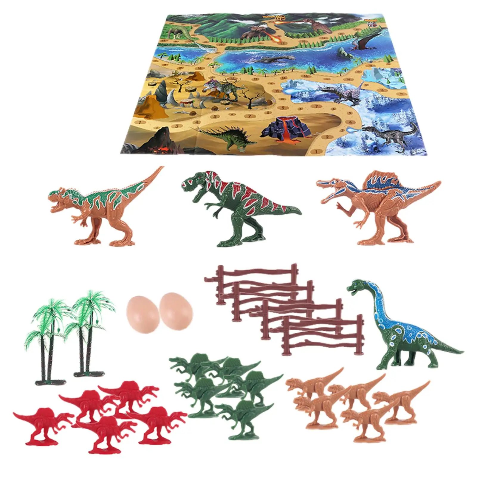 Dinosaure Jouet 58pcs avec Tapis de Jeu, Boite Figurines de