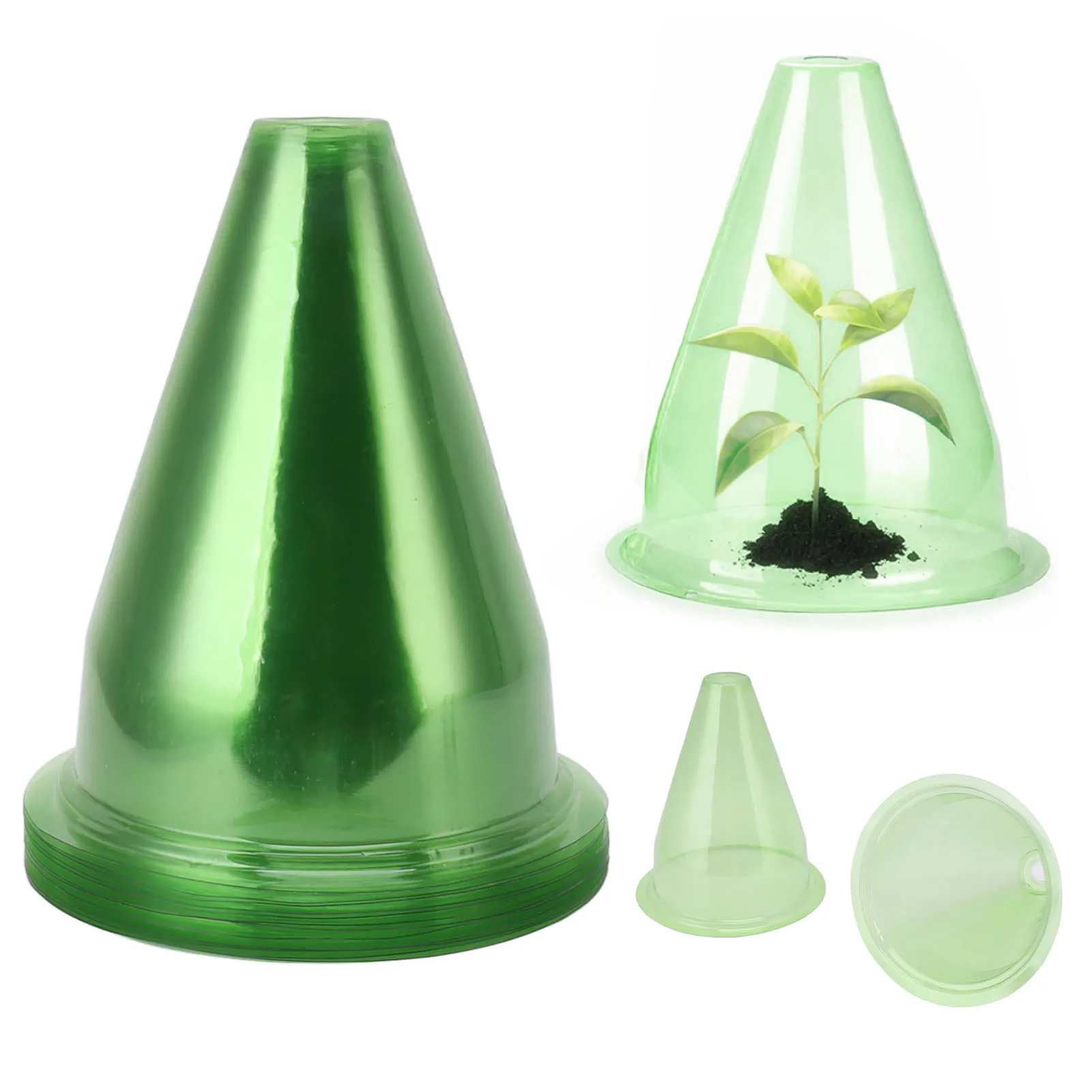 

12Pcs Plants Garden Cloches Plastic Multifunctional Plant Covers Protectors Dome Bell Transparent Jar Prevent Birds Frost