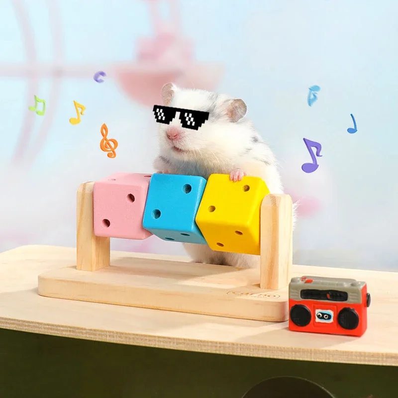 Hamster Boring Relief Toy Fun Colored Wooden Cube Interactive Chew Toy Suitable Small Pets Birds Parrots