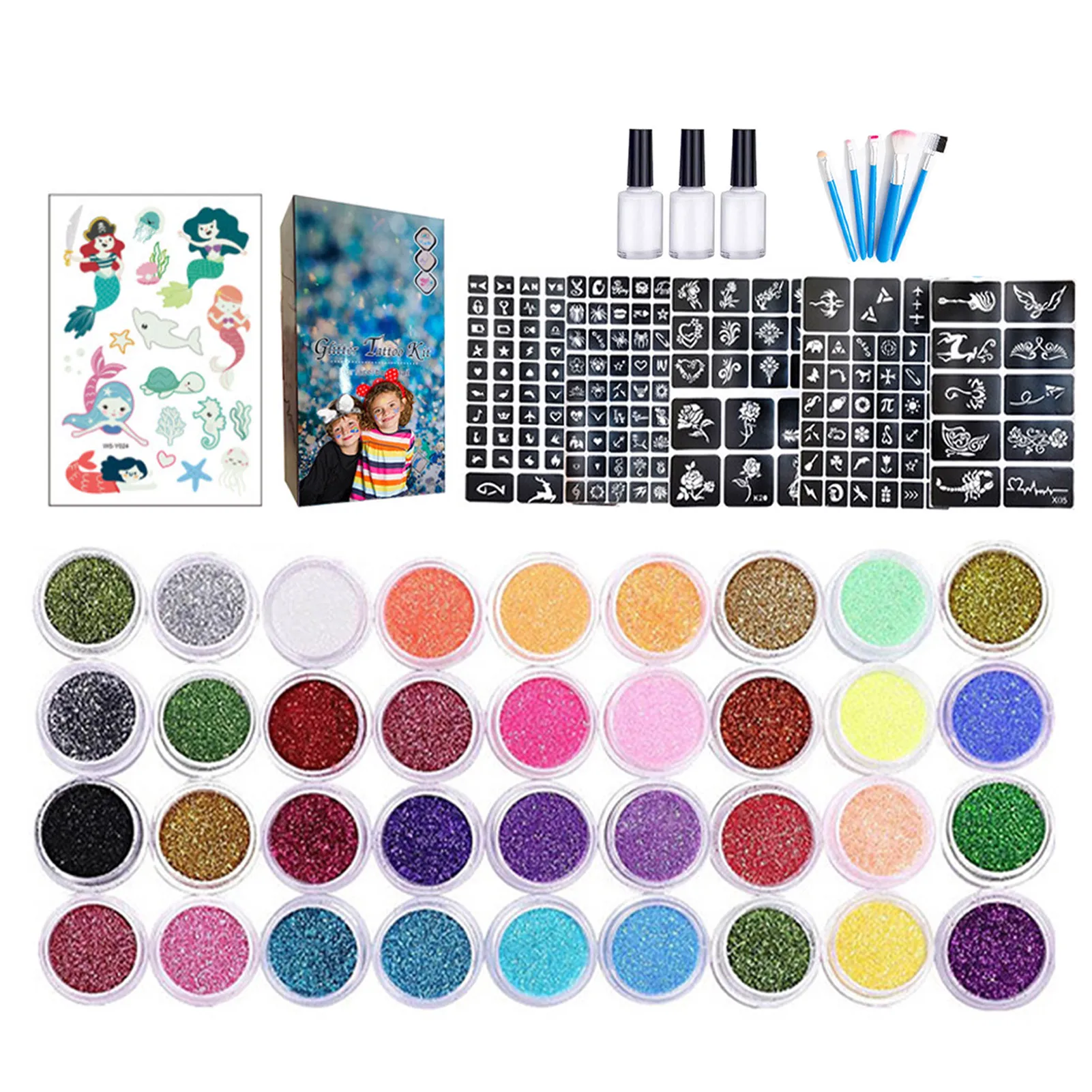 Temporary Glitter Tattoo Kit Temporary Glitter Tattoo Kit For Kids