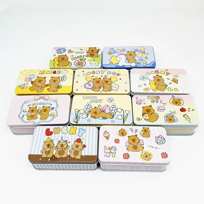 Mini scatola di latta con cerniera in metallo con motivo floreale con coperchio Contenore rettangolare Barattolo Piccoli contenori per gioielli per caramelle per l'organizzatore domestico  15