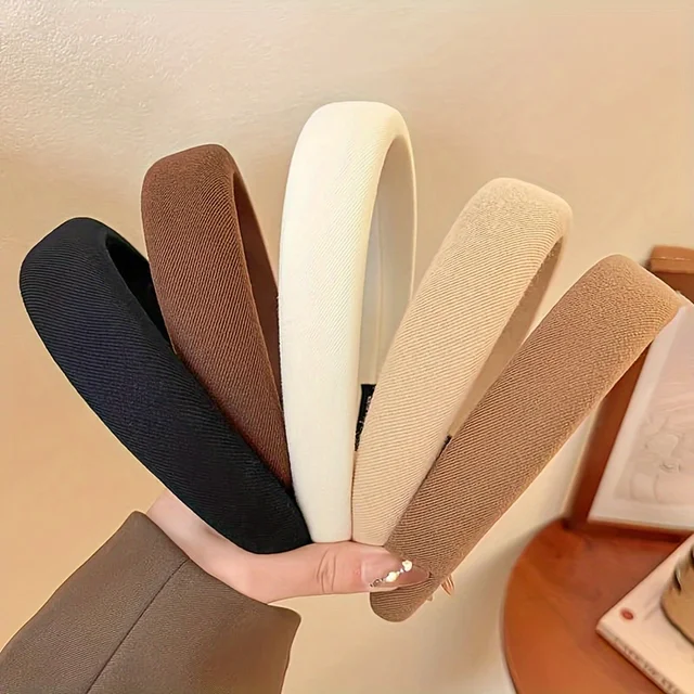Wild Solid Color Sponge Headband for Women Fashion Girl Wash Face Wide Edge Simple Hair Band 3