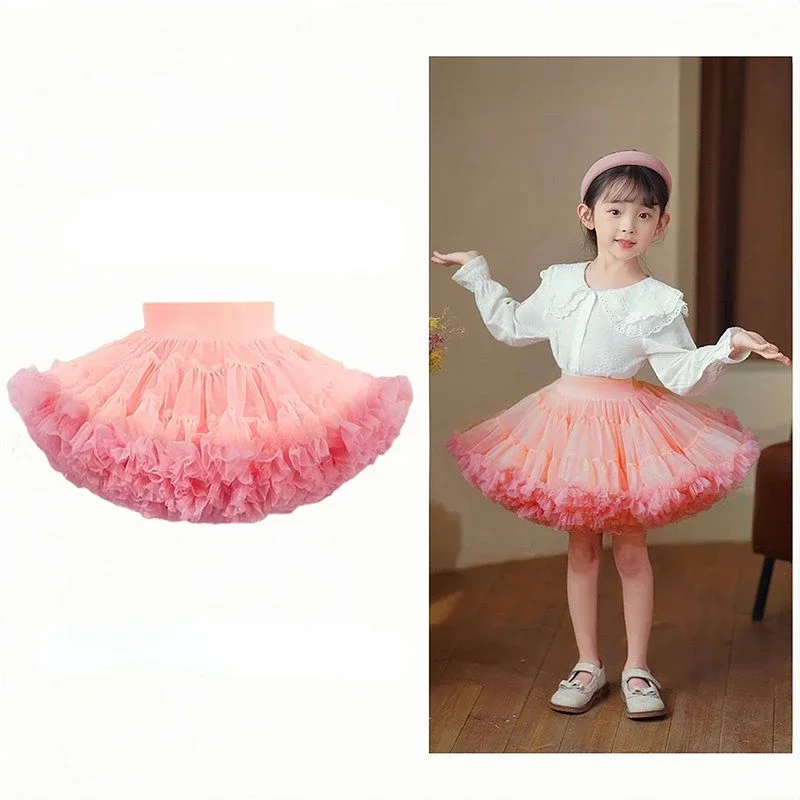 Jupe Tutu Fille Arc-en-Ciel - 2 Pièces (Jupe + Couronne) - Tulle Souple - Taille Élastique 2-9 Ans