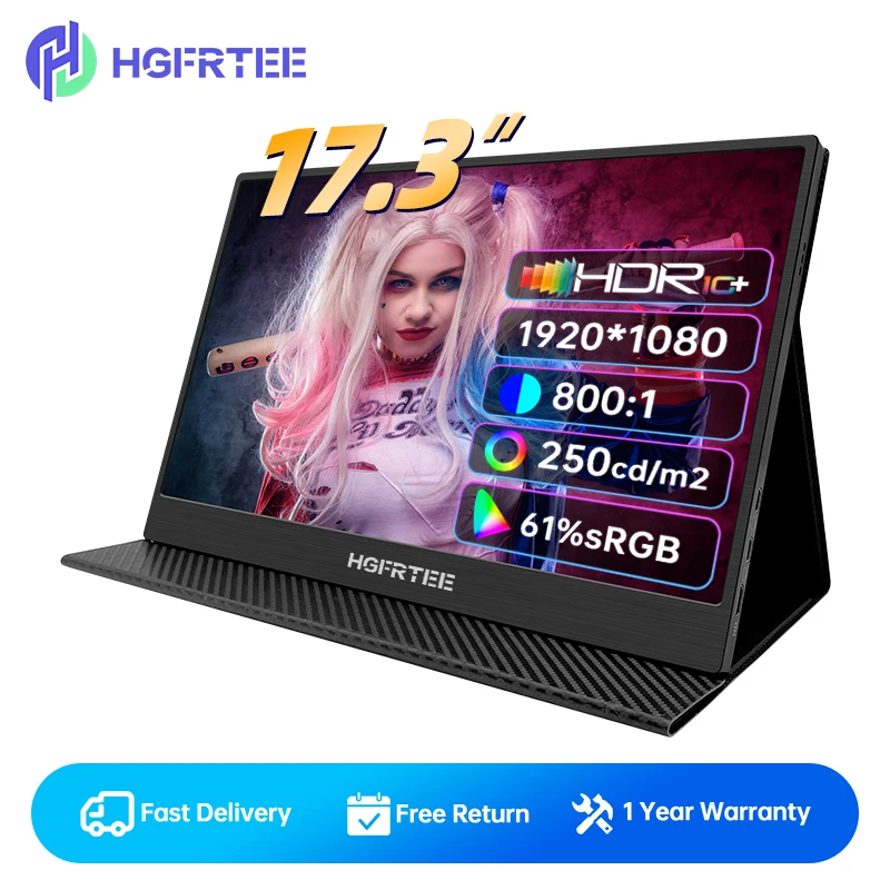 17.3 Pollici Ips 1080P Portatil Esteso Grande Schermo Vesa Wall Smart Monitor Portatile Gamer Per Ps4 Xbox Switch Laptop Mobile Pc