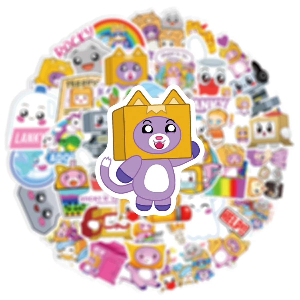 50Pcs Lankybox 낙서 스티커 물병 노트북 전화 자전거 수하물 케이스 스케이트 보드 스티커
