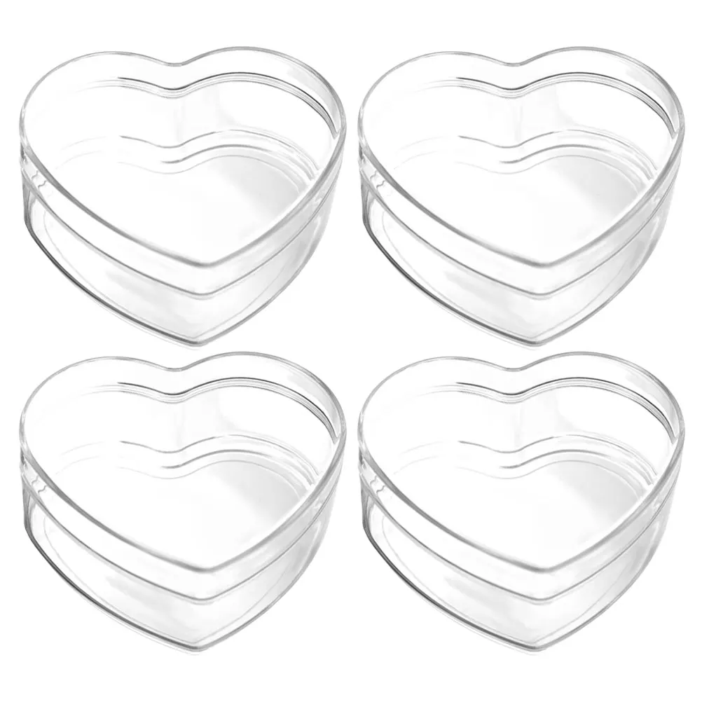 4Pcs Acrylic Storage Box Treat Boxes Small Transparent Candy Container Favor Clear Packing Snacks Heart Gift NEW