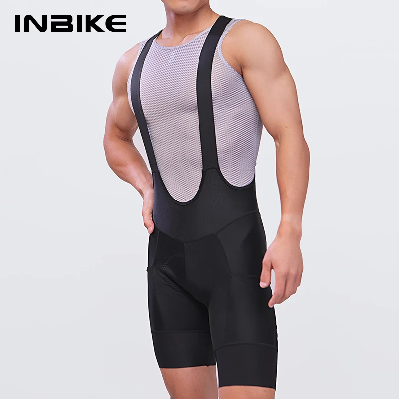 

INBIKE Summer Men Cycling Shorts Seamless Bicycle Bib Pants Man Comfortable Cycling Pants Road Bike Reflective with 4 Pockets