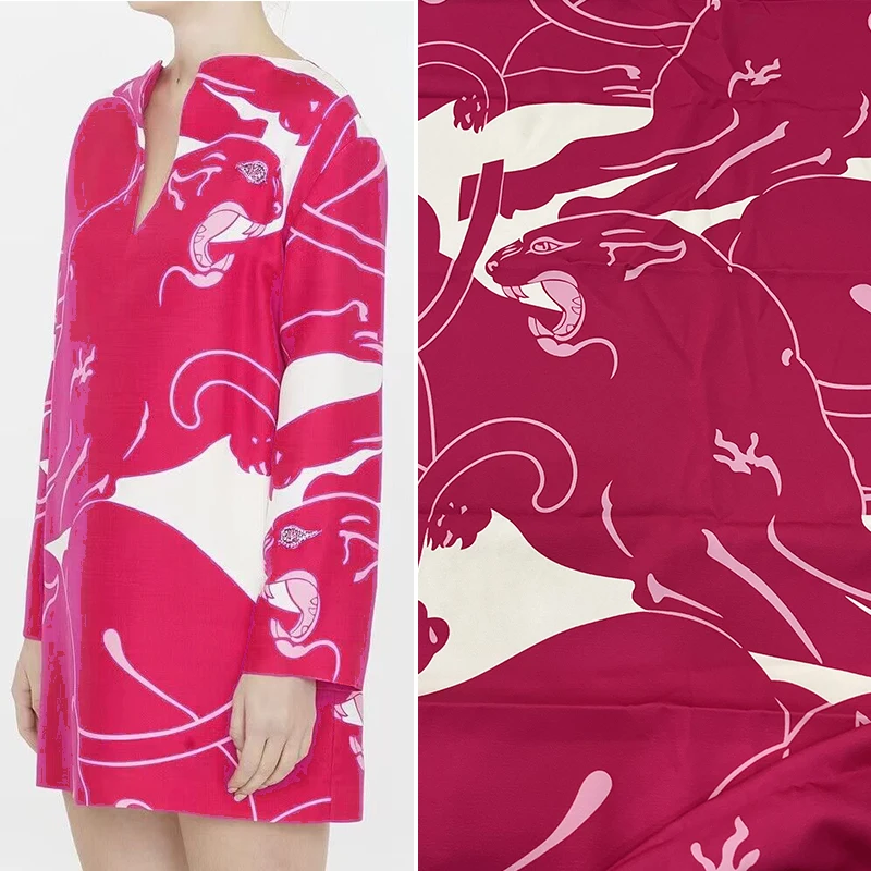 

European and American fashion printed fabric 150D double diagonal fabric surface soft women's dress spring and summer fabric