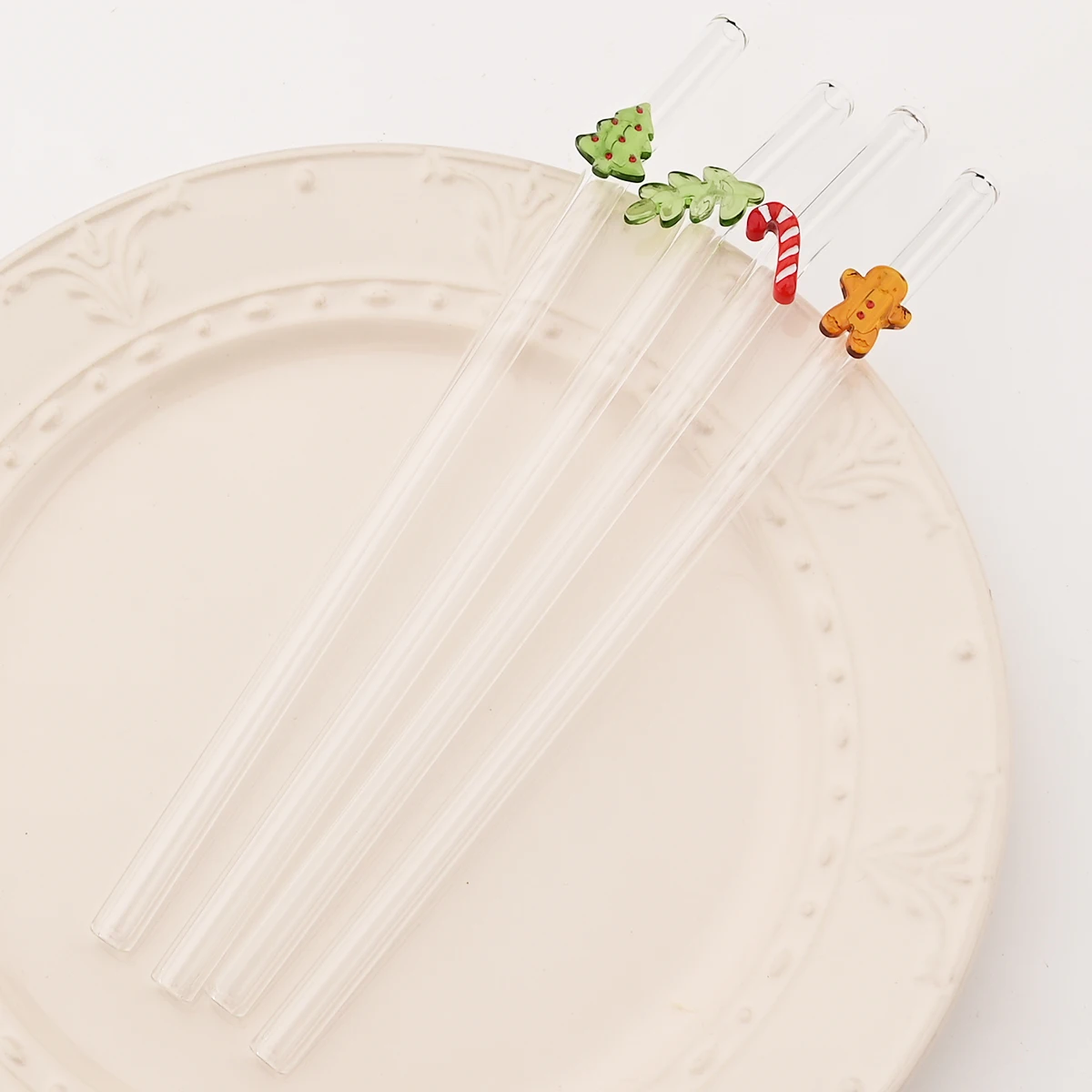 Christmas Glass Straw Set with Brush 4