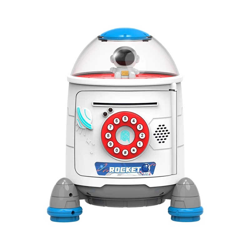 Rocket Piggy Bank Toy for Kids Electronic Momeybox Coin Bank Automatic Atm To Store Momey Children Gift Cartoon Educational Toys